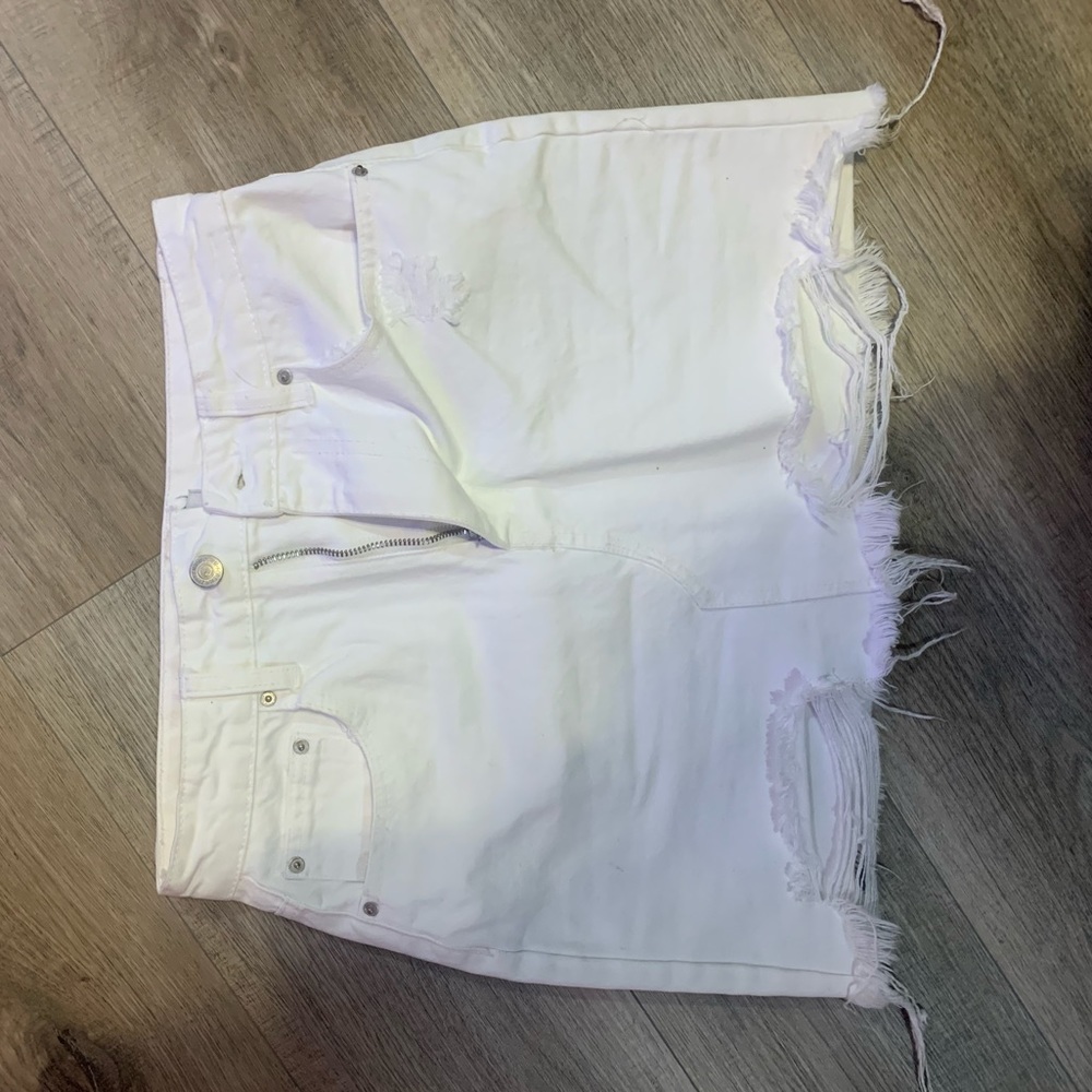 White jean skirt